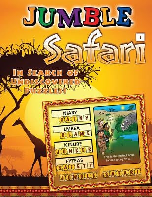 Paperback Jumble Safari puzzle book by Triumph Books featuring colorful jungle-themed illustrations and puzzle pages inside.