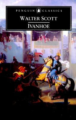 Paperback of Ivanhoe by Penguin Group featuring classic cover art and yellowed pages, realistic book texture visible.