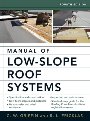 Paperback manual of Low-Slope Roof Systems 4th Edition by McGraw-Hill Companies, showing the book cover with title and author.
