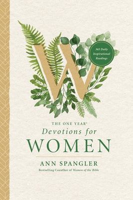 Open page of "The One Year Devotions for Women" by Tyndale Momentum, showing daily inspirational readings in a hardcover book.
