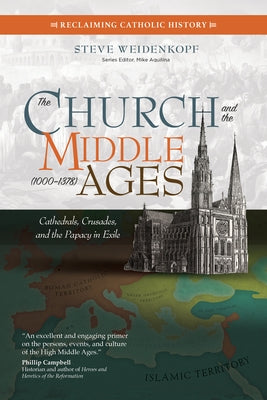Paperback book titled "The Church and the Middle Ages (1000-1378)" by Ave Maria Press, featuring a historical medieval church on cover.