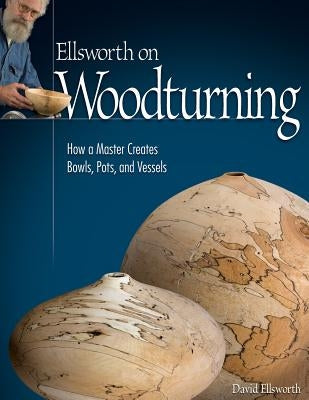 Paperback book titled "Ellsworth on Woodturning" by Fox Chapel Publishing, showing a woodturned bowl on a workbench.