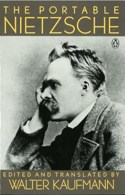 Paperback of The Portable Nietzsche by Penguin Group, showing the book cover with Nietzsche's name and title in clear print.