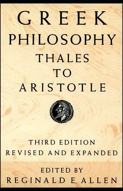 Paperback of Greek Philosophy by Free Press showing the book cover with classical Greek artwork and title text.
