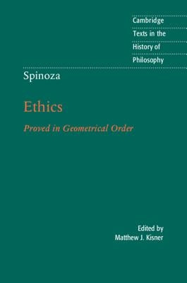 Paperback of Spinoza's Ethics by Cambridge University Press, showing the front cover with title and publisher logo.