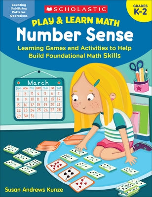 Paperback "Play & Learn Math: Number Sense" book by Scholastic Teaching Resources featuring colorful math activity pages and number games.