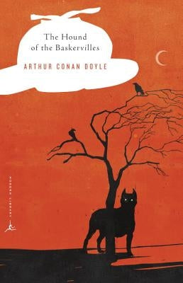 Paperback edition of The Hound of the Baskervilles by Modern Library, featuring a black and white cover with classic literary design.