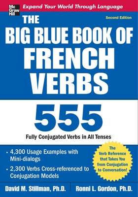 Paperback copy of The Big Blue Book of French Verbs, Second Edition by McGraw-Hill Companies, showing the book cover with blue design.