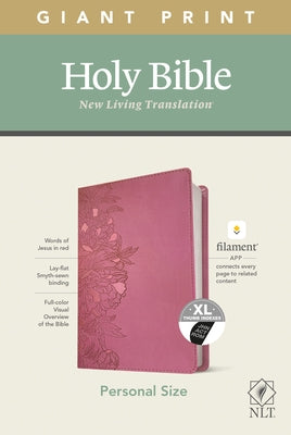 NLT Personal Size Giant Print Bible, Filament Enabled Edition (Red Letter, Leatherlike, Peony Pink, Indexed) by Tyndale