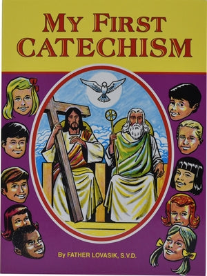 Paperback My First Catechism by Catholic Book Publishing, featuring colorful cover with religious illustrations.