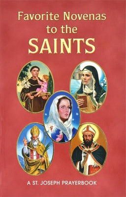 Paperback copy of Favorite Novenas to the Saints by Catholic Book Publishing, featuring prayers and meditation for each saint's feast day.
