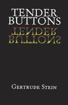 Open book showing pages of "Tender Buttons" by Dover Publications with text and cover design visible.