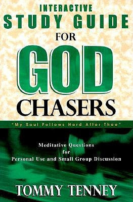 Paperback "God Chasers" interactive study guide by Destiny Image Inc. featuring a close-up of the book's cover and design details.