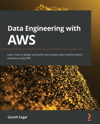 Paperback book titled "Data Engineering with AWS" by Packt Publishing, featuring a cover with cloud and data pipeline illustrations.