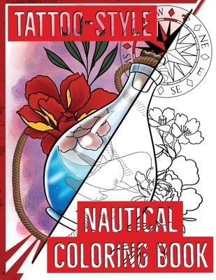 Tattoo-Style nautical coloring book by Barnes, Clinton