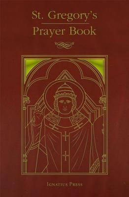 Leather St. Gregory's Prayer Book with gold-edged pages, featuring religious text and decorative cover, by Ignatius Press.