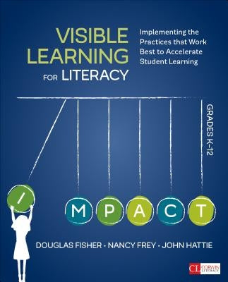 Paperback book titled "Visible Learning for Literacy" by Corwin Publishers, showing the cover with title and author details.