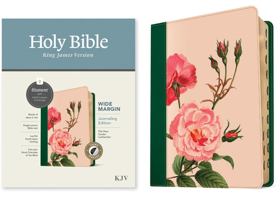 KJV Wide Margin Bible, Filament-Enabled Edition (Leatherlike, Pink Rose Garden, Indexed, Red Letter) Bible Tyndale House Publishers