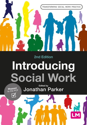 Paperback book titled "Introducing Social Work" by Learning Matters, showing the cover with colorful illustrations.