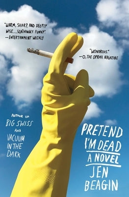 Paperback of "Pretend I'm Dead" by Scribner Book Company, showing the book cover with dark and mysterious artwork.
