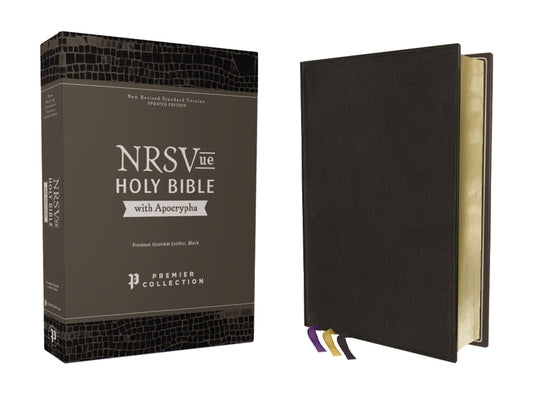 Nrsvue, Holy Bible with Apocrypha, Premium Goatskin Leather, Black, Premier Collection, Art Gilded Edges, Comfort Print by Zondervan