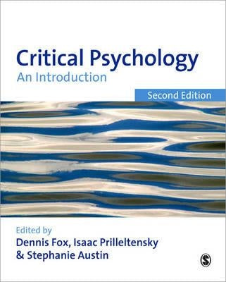 Critical Psychology Paperback Sage Publishing Ltd