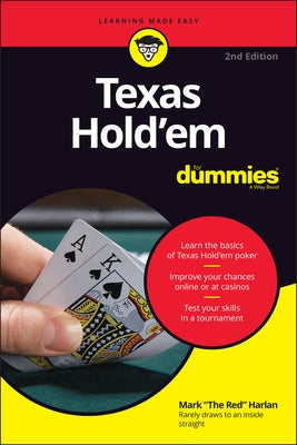 Book cover image of Texas Hold'em for Dummies by For Dummies, featuring poker chips and cards on a table.