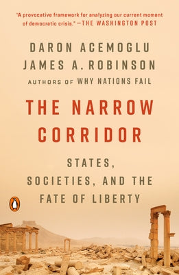 Paperback of The Narrow Corridor by Penguin Books showing the front cover with title and author on a plain background.