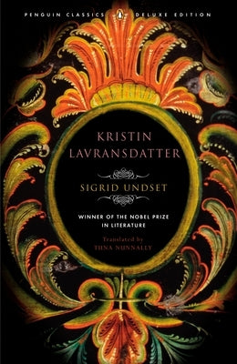 Paperback edition of Kristin Lavransdatter by Penguin Classics, featuring a cover with medieval artwork and classic design.