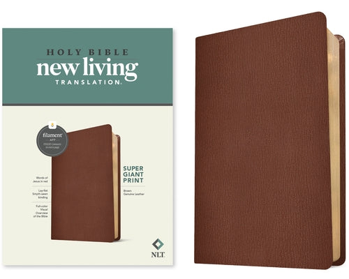 NLT Super Giant Print Bible, Filament-Enabled Edition (Genuine Leather, Brown, Red Letter) Bible Tyndale House Publishers
