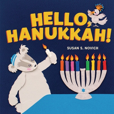 Colorful Hello, Hanukkah! board book by Kar-Ben Publishing featuring festive illustrations for children.