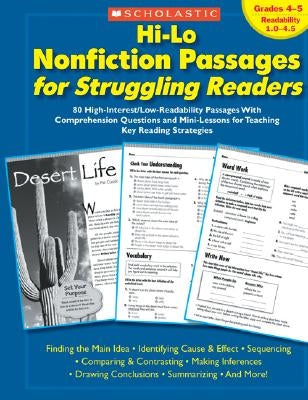 Hi-Lo Nonfiction Passages for Struggling Readers: Grades 4-5: 80 High-Interest/Low-Readability Passages with Comprehension Questions and Mini-Lessons Paperback Scholastic Teaching Resources