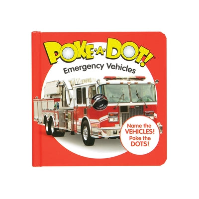 Melissa & Doug Poke-A-Dot Emergency Vehicles activity toy with colorful vehicle illustrations and interactive pop dots for kids.