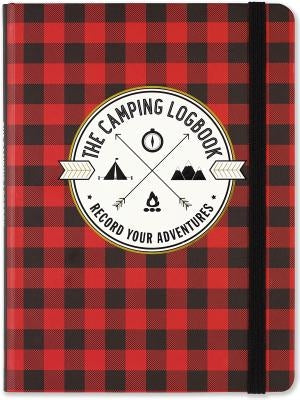 Camping logbook by Peter Pauper Press with open pages showing space for outdoor adventures and notes.