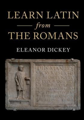 Paperback textbook titled "Learn Latin from the Romans" by Cambridge University Press, with cover featuring Latin text and Roman imagery.