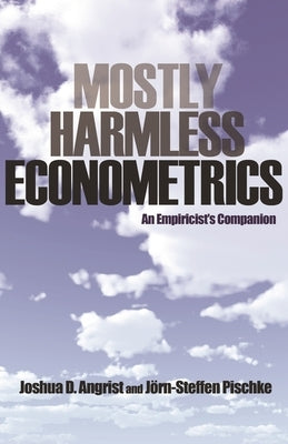 Paperback of Mostly Harmless Econometrics book by Princeton University Press, featuring the cover with title and author details.