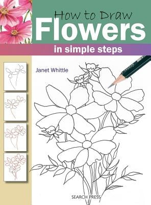 Paperback book titled "How to Draw Flowers in Simple Steps" by Search Press featuring floral illustrations on the cover.