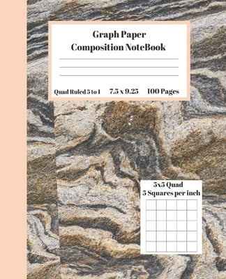 Graph Composition Notebook 5 Squares per inch 5x5 Quad Ruled 5 to 1 100 Sheets: Cute Texture Brown Stone Marble gift grid squared paper Back To School Paperback Independently Published