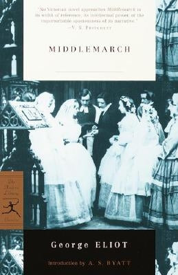 Paperback edition of Middlemarch by Modern Library featuring classic cover art and text on the book's front cover.