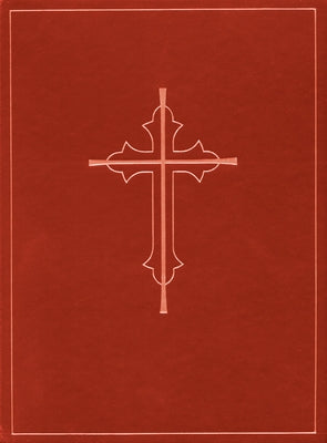 Leather altar book, Deluxe Edition by Church Publishing with ornate gold detailing, open to pages with liturgical text.