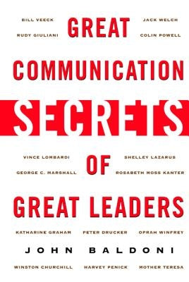 Paperback book titled "Great Communication Secrets of Great Leaders" by McGraw-Hill Companies with a cover featuring bold text and design.