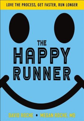 Book cover of "The Happy Runner" by Human Kinetics Publishers, featuring a runner on a scenic trail with vibrant outdoor scenery.