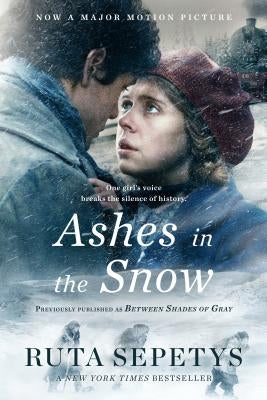 Cover image of "Ashes in the Snow" book by Philomel Books, featuring a snowy landscape with a young girl.