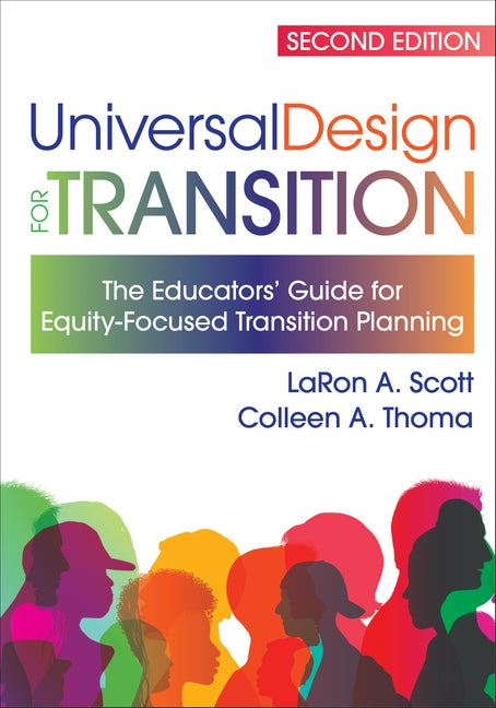 Paperback guide titled "Universal Design for Transition" by Brookes Publishing, featuring a colorful cover with educational graphics.