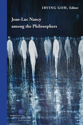 Paperback book titled "Jean-Luc Nancy Among the Philosophers" published by Fordham University Press, featuring a cover with abstract artwork.