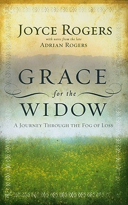 Cover of "Grace for the Widow" book by B&H Books featuring a serene landscape with soft fog and calming colors.