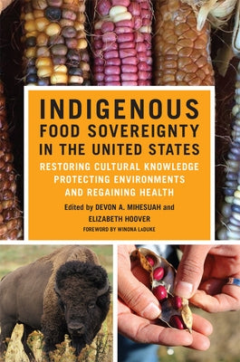 Paperback book titled "Indigenous Food Sovereignty in the United States" by University of Oklahoma Press, focusing on cultural knowledge and health.