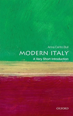 Paperback copy of Modern Italy: A Very Short Introduction by Oxford University Press, USA, featuring a cover with Italian cityscape illustration.