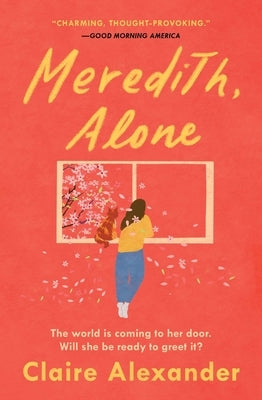 Cover of the paperback novel "Meredith, Alone" by Grand Central Publishing featuring a dark, moody design with an abstract artwork.