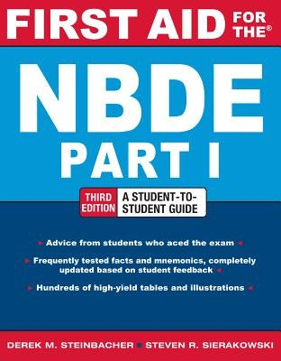 Paperback copy of First Aid for the NBDE Part 1, Third Edition by McGraw Hill Medical, showing the front cover.